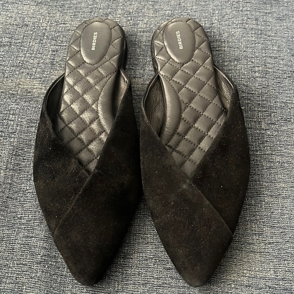 BIRDIES The Swan black suede pointed mules 11 - Picture 1 of 4